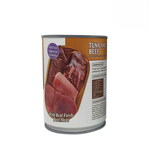 Aozi Wet Cat Food Tuna & Beef 430g Can Side