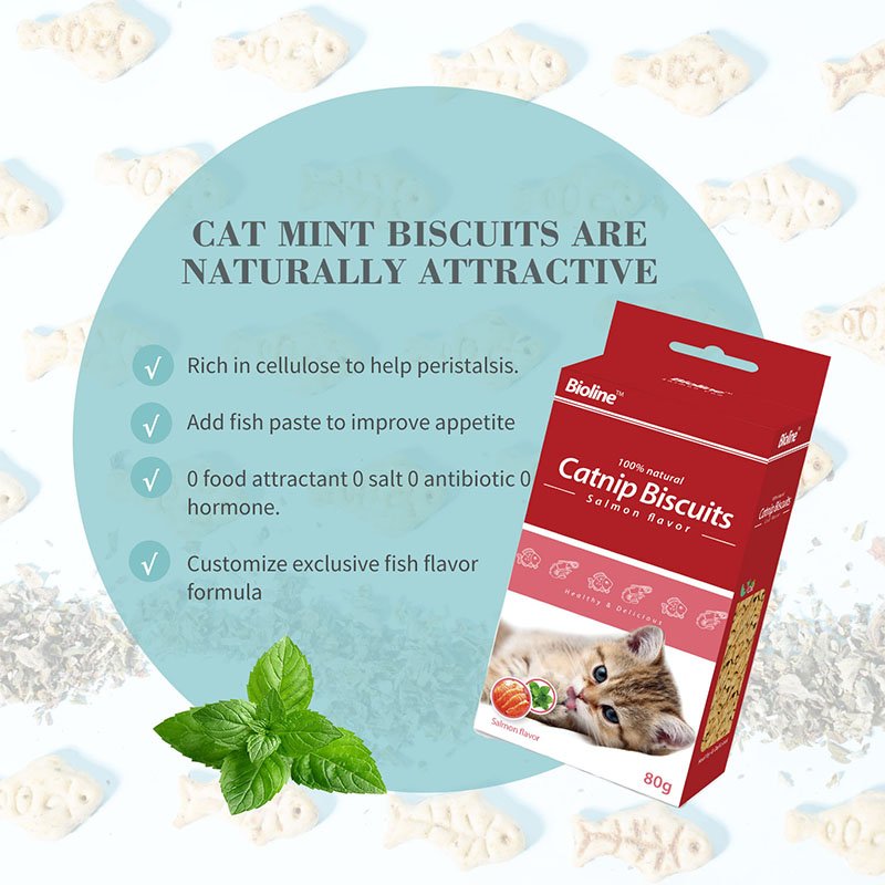 Bioline Catnip Biscuits - Salmon Flavor 80g Ingredients