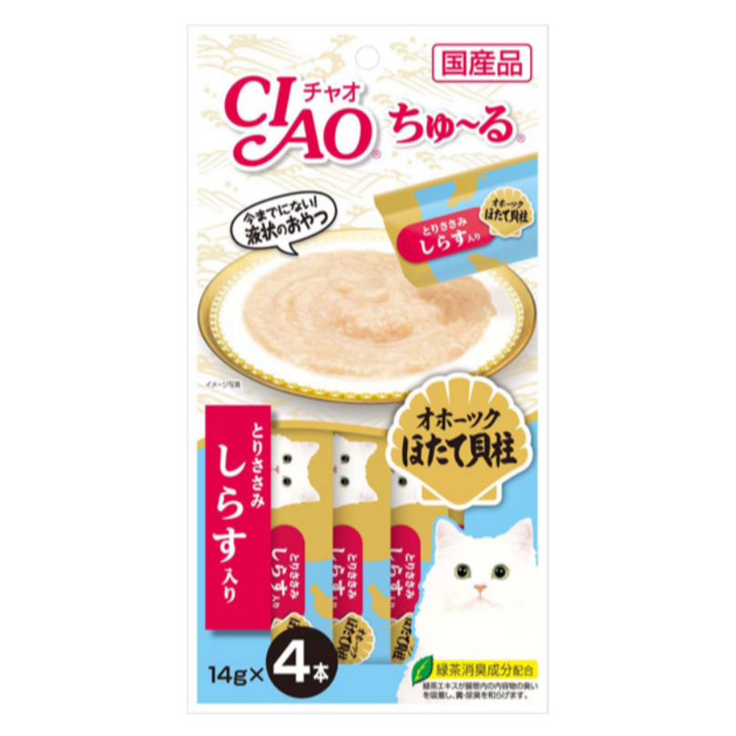Ciao Churu Cat Treats – Chicken Fillet with Scallop & Whitebait Front of Pack