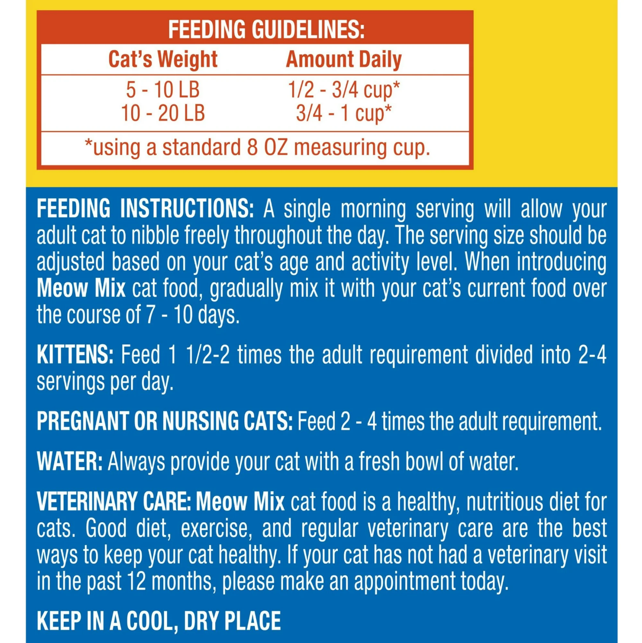 Meow Mix Seafood Medley Dry Cat Food 1.43kg Feeding Guidelines