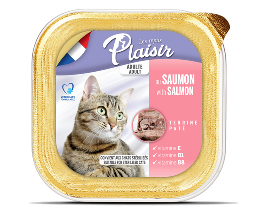 Plaisir Wet Cat Food Terrine with Salmon 100g Front of Pack