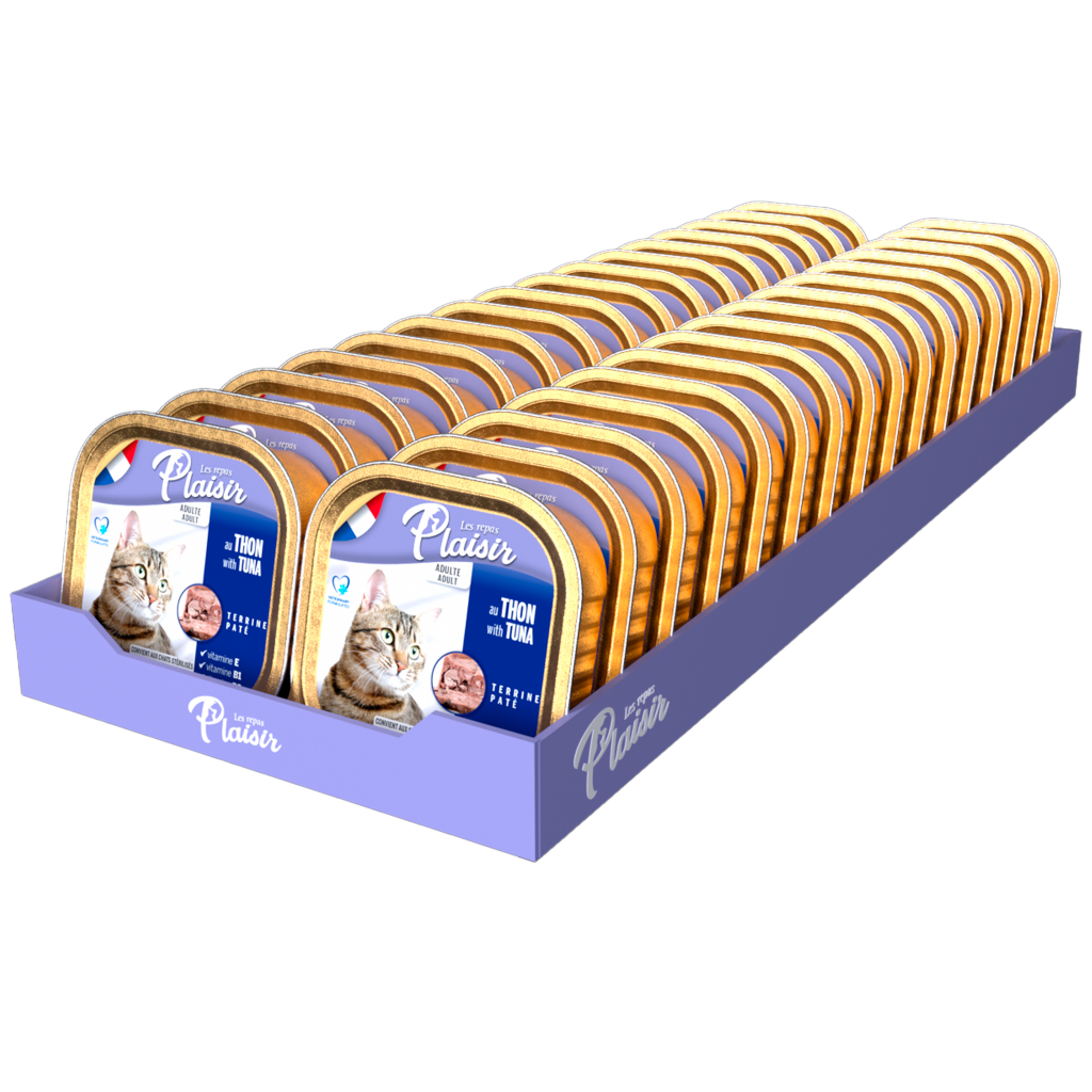 Plaisir Wet Cat Food Terrine with Tuna 100g Front of Pack Box