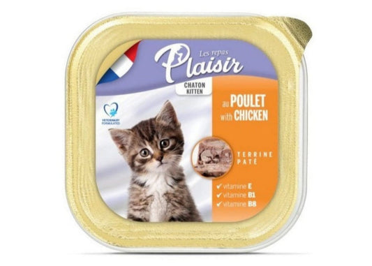 Plaisir Wet Kitten Food Terrine with Chicken & Milk 100g Front of Pack