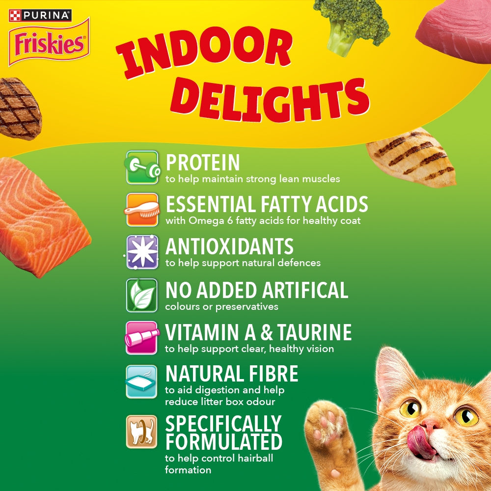 Purina Friskies Indoor Delights Dry Cat Food – Salmon, Chicken & Veggies 1kg Health Benefits