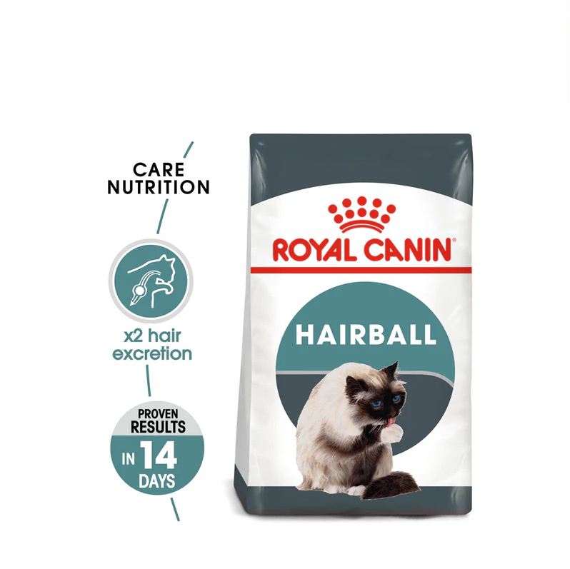 Royal Canin Hairball Care Dry Cat Food 2kg Front of Bag with Nutrition Info