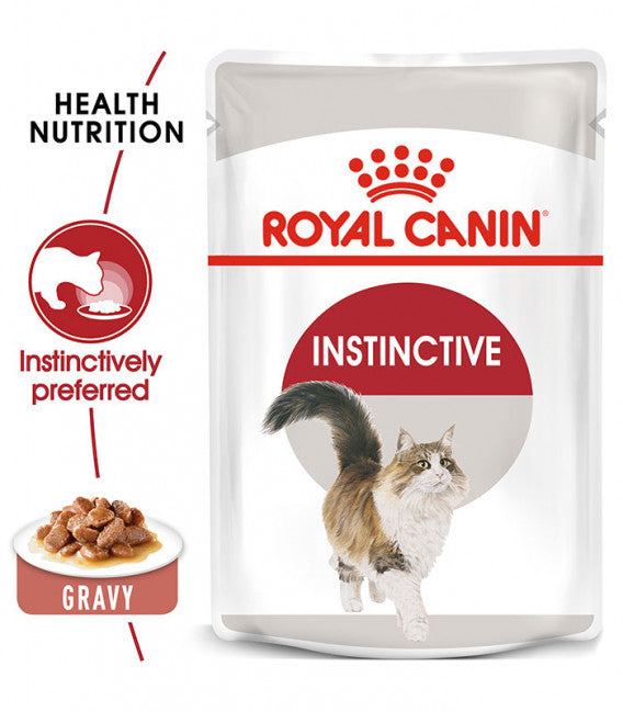 Royal Canin Instinctive Wet Cat Food 85g Front of Bag with Health Nutrition