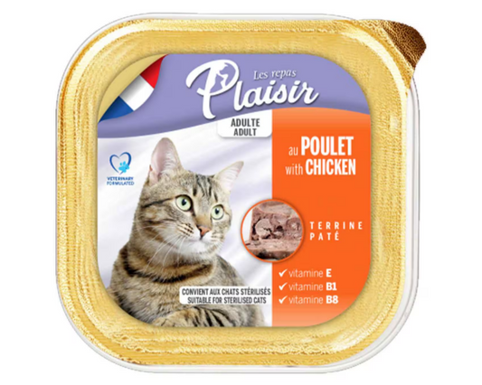 Plaisir Wet Cat Food Terrine with Chicken 100g Front of Pack