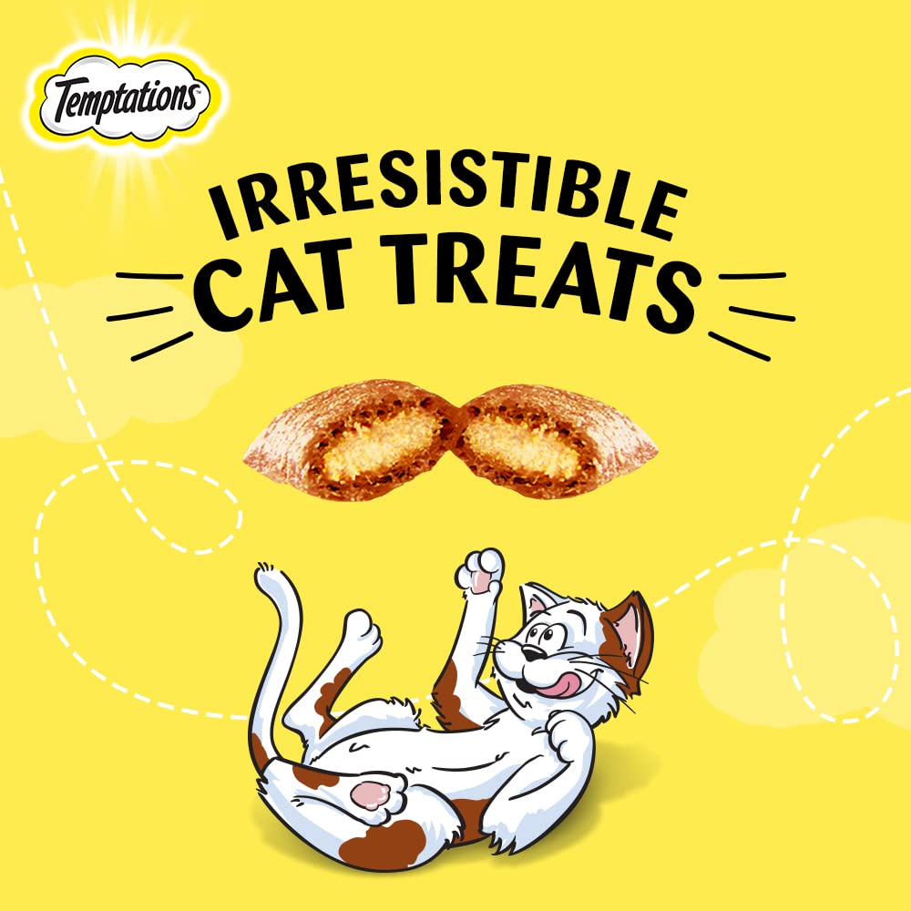 Temptations Savoury Salmon Cat Treats 75g Cat PLaying with Treats
