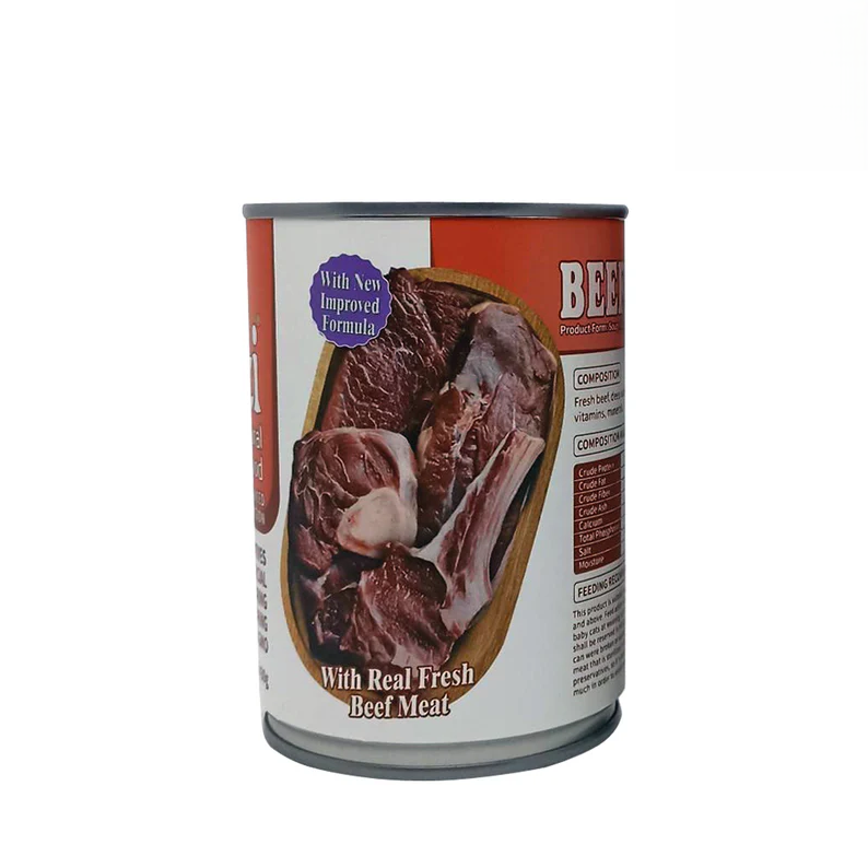 Aozi Wet Cat Food – Beef Flavor 430g Can Side