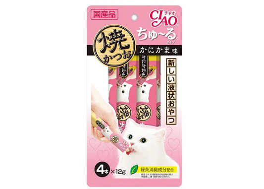 Ciao Churu Cat Treats – Grilled Tuna Crab 12g x 4 Front of Pack