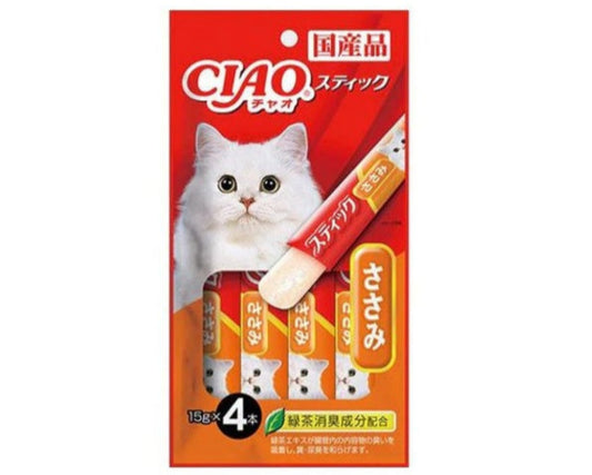 Ciao Jelly Stick Cat Treats – Chicken Fillet 15g x 4 Front of Pack