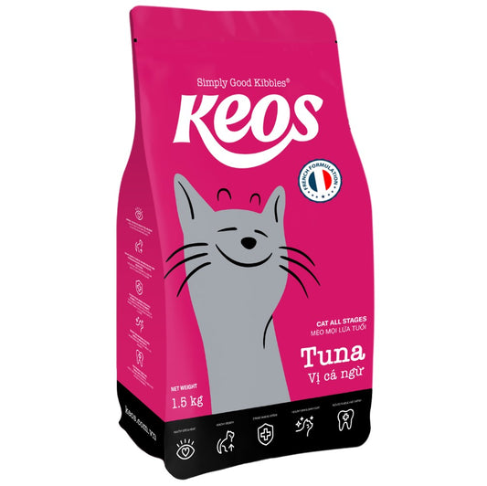 Keos Cat All Stages – Tuna (High-Protein, Omega 3 & 6, Taurine) Front of Bag