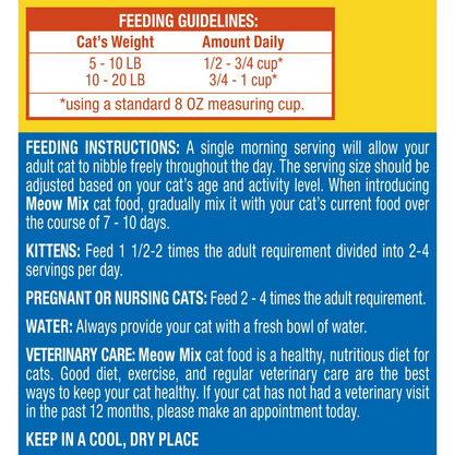 Meow Mix Seafood Medley Dry Cat Food 1.43kg Feeding Guidelines