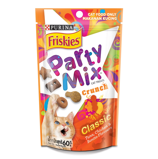 Purina Friskies Party Mix Classic Crunch Cat Treats Front of Pack