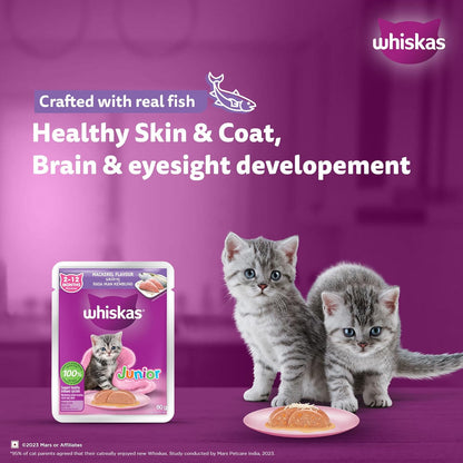 Whiskas Junior Wet Kitten Food – Mackerel Flavor in Jelly 80g Two Kittens