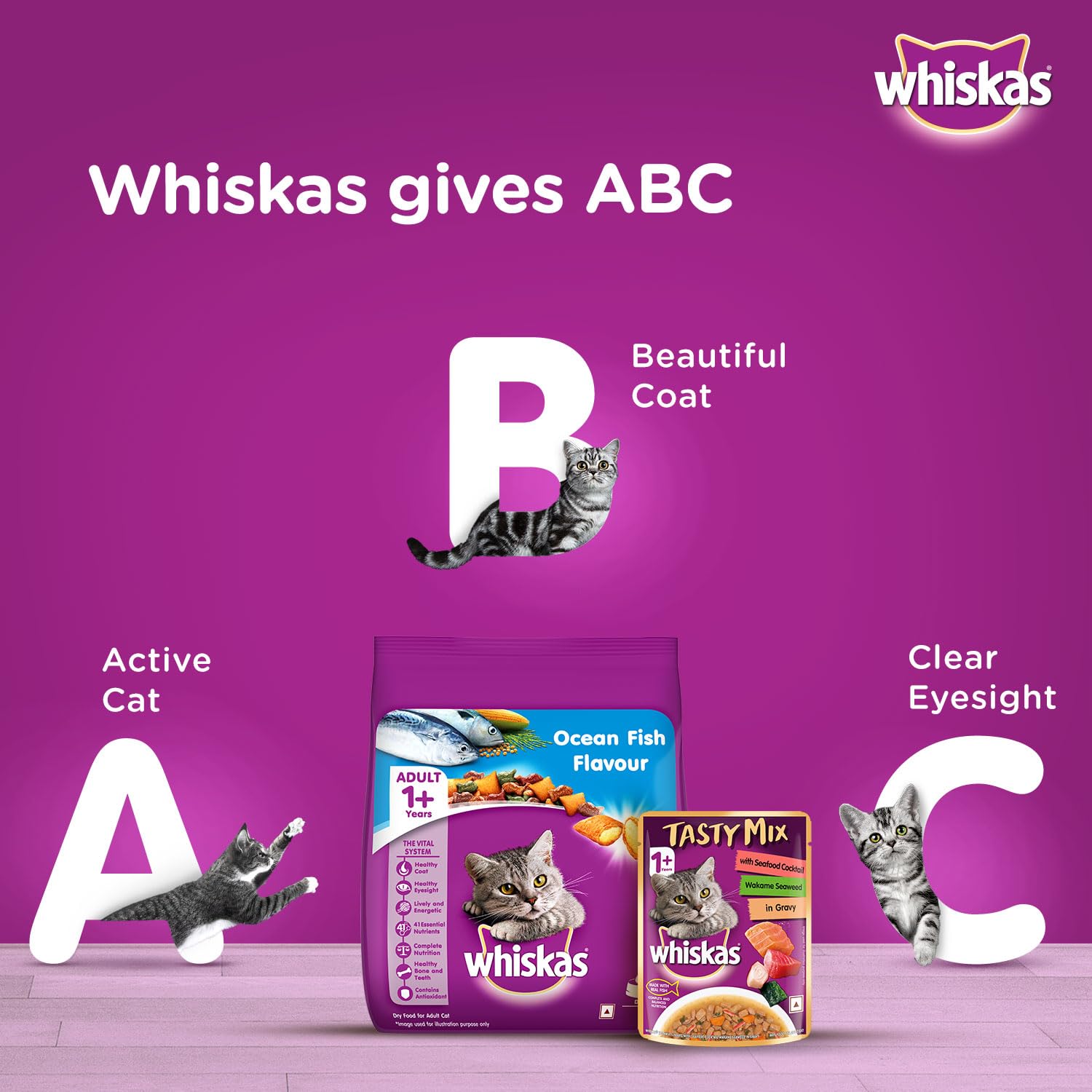 Whiskas Tasty Mix Seafood Cocktail Wet Cat Food 70g Health Benefits