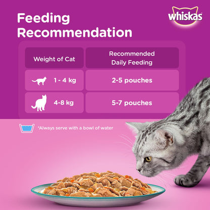 Whiskas Tasty Mix Seafood Cocktail Wet Cat Food 70g Feeding Guide