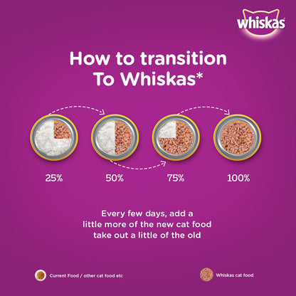 Whiskas Tasty Mix Chicken with Salmon & Wakame in Gravy 70g (Healthy Wet Cat Food)